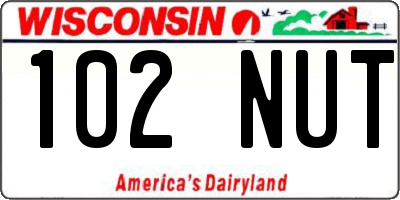 WI license plate 102NUT