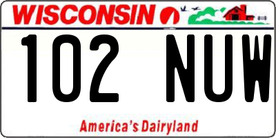 WI license plate 102NUW