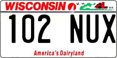 WI license plate 102NUX