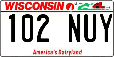 WI license plate 102NUY