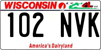 WI license plate 102NVK