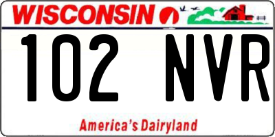 WI license plate 102NVR