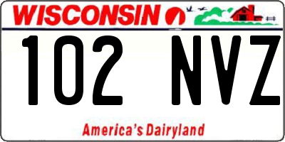 WI license plate 102NVZ