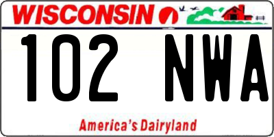 WI license plate 102NWA