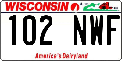 WI license plate 102NWF