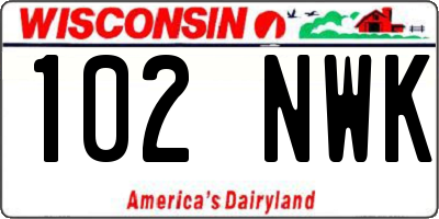 WI license plate 102NWK