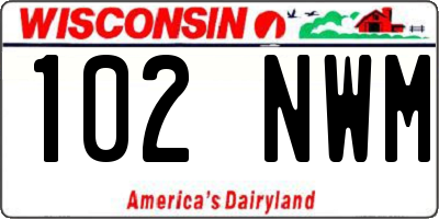 WI license plate 102NWM