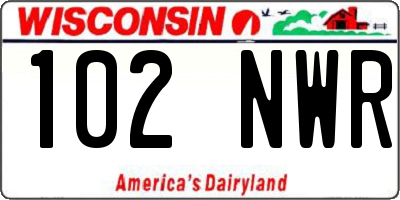 WI license plate 102NWR