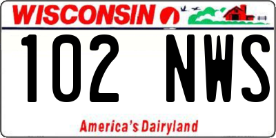 WI license plate 102NWS