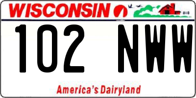 WI license plate 102NWW