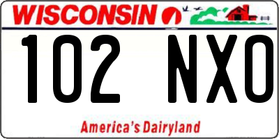 WI license plate 102NXO
