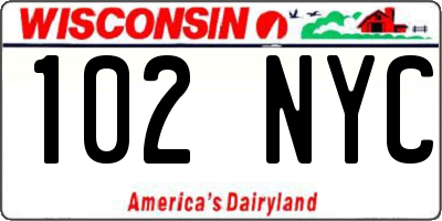 WI license plate 102NYC
