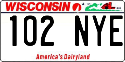 WI license plate 102NYE