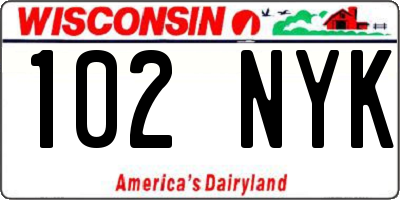 WI license plate 102NYK