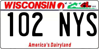 WI license plate 102NYS