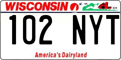 WI license plate 102NYT