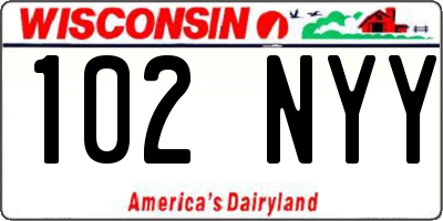 WI license plate 102NYY