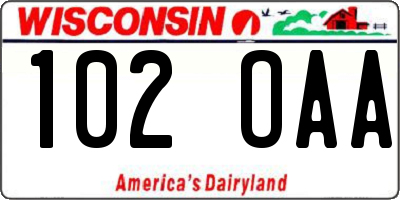 WI license plate 102OAA