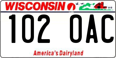 WI license plate 102OAC