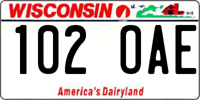 WI license plate 102OAE