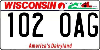WI license plate 102OAG