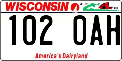 WI license plate 102OAH