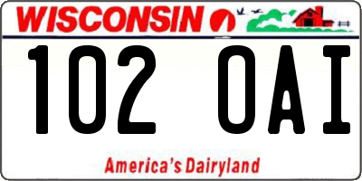 WI license plate 102OAI