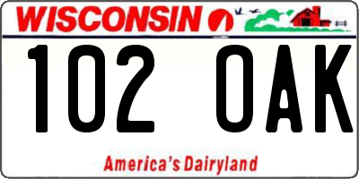 WI license plate 102OAK