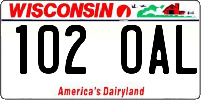 WI license plate 102OAL