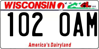 WI license plate 102OAM