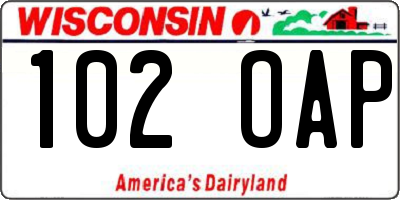 WI license plate 102OAP