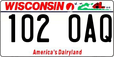 WI license plate 102OAQ