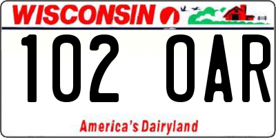 WI license plate 102OAR