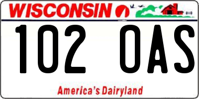 WI license plate 102OAS
