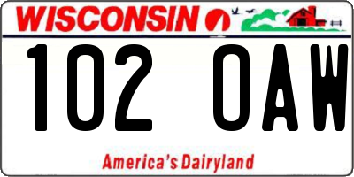 WI license plate 102OAW