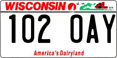 WI license plate 102OAY