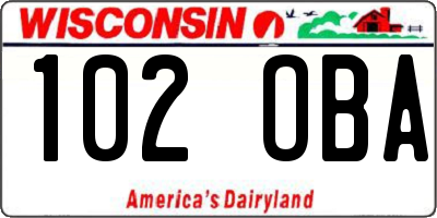 WI license plate 102OBA