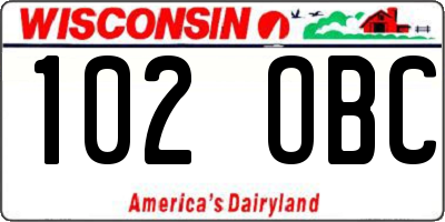 WI license plate 102OBC