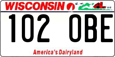 WI license plate 102OBE