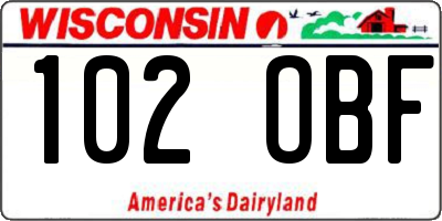 WI license plate 102OBF