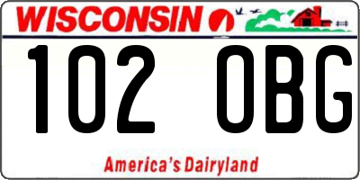 WI license plate 102OBG