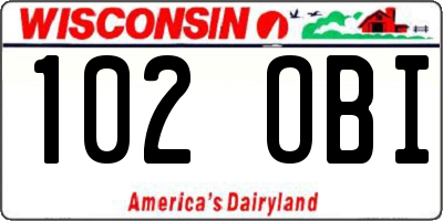WI license plate 102OBI