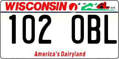 WI license plate 102OBL