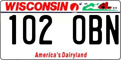 WI license plate 102OBN