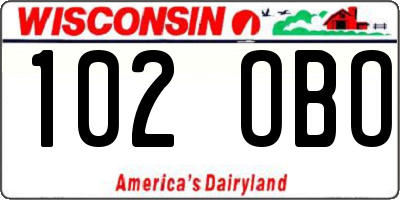 WI license plate 102OBO