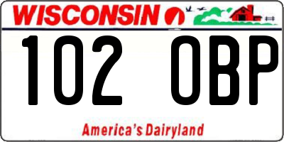 WI license plate 102OBP