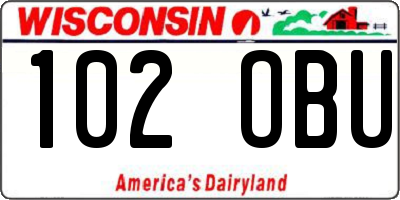 WI license plate 102OBU