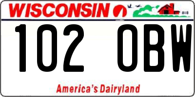 WI license plate 102OBW
