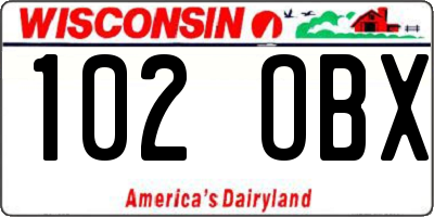 WI license plate 102OBX