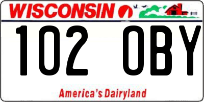 WI license plate 102OBY